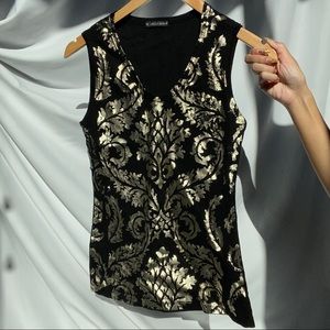 Y2K vintage printed silver tank